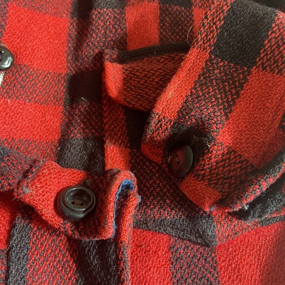 Vintage 60s Lumber King Buffalo Plaid Men M Shacket Jacket Canada - Picture 3 of 12